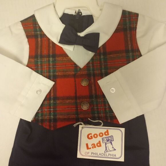Baby boy plaid vest and bow tie outfit 12month - Picture 6 of 9